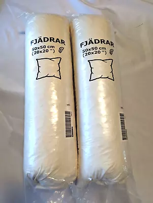 Lot Of 2 NEW Ikea FJADRAR Inner Cushion Duck Feather Pillow Off-White 20x20 • £27.96