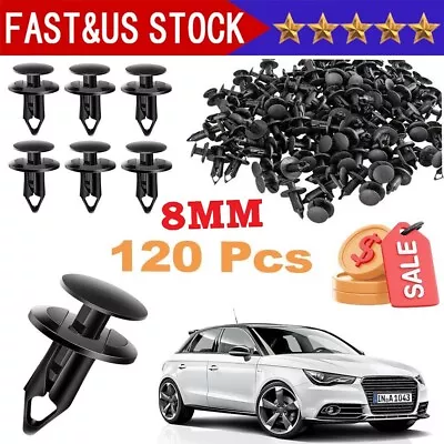 120x Fastener Clip Car Body Push Retainer Pin Rivet 8mm Bumper Door Panel Trim • $5.44