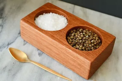 Eco-friendly Salt And Pepper Pinch Pots Handmade From Oak Hardwood. 60mm Holes • £14.99