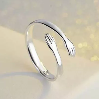 Fashion Love Hug Ring Men Women 925 Silver Filled Party Ring Open Ring Gift • $1.89