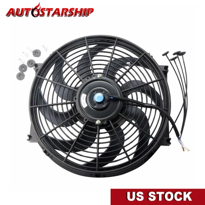 $26.89 • Buy Universal 12V Electric Radiator Fan Slim Push Engine Cooling W/ Mounting Kit New
