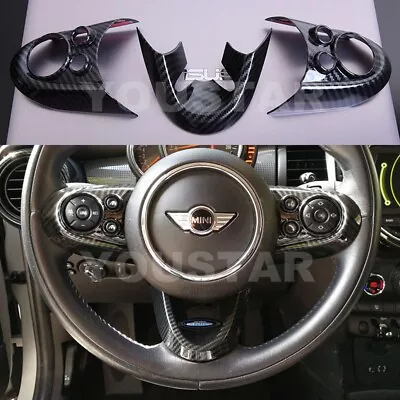 USA STOCK CARBON Effect Steering Wheel Trims For MINI Cooper JCW F55 F56 F57 F60 • $38.79