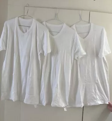 Mens Marks & Spencer M & S Cotton White Tee Shirt  X 3. Chest 41-43” NEW Large • £13.45