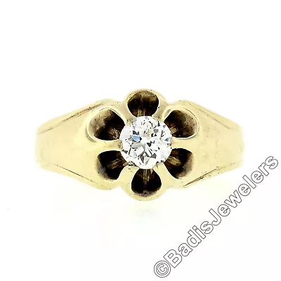 Antique Victorian Yellow Gold Men's 0.57ct Old European Diamond Belcher Ring • $1590.40