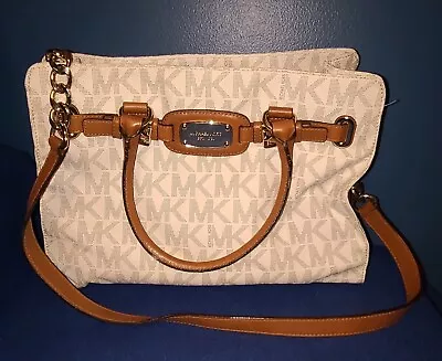 Michael Kors Large Vanilla Hamilton PVC EW Tote Bag MK Signature East West  • $78