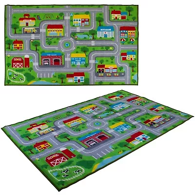 Kids Play Mat Town City Road Map Rug For Playroom Nursery Car Track 100x150cm • £21.99