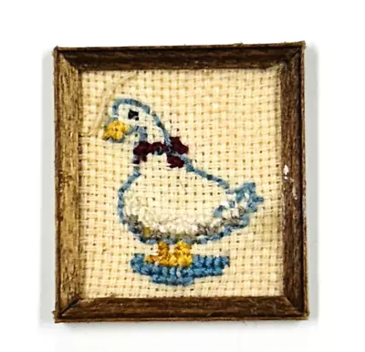 Dollhouse Miniature Framed Art Needlepoint Duck Wood Frame • $22.95