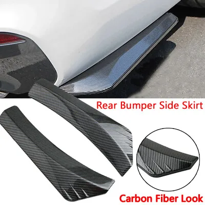 Car Rear Bumper Side Skirt Glossy Carbon Fiber ABS Spoiler Lip Splitter Diffuser • $16.99