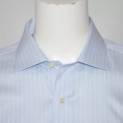 BROOKS BROTHERS Non Iron Blue White Supima Cotton Dress Shirt 17.5 - 34 • $19.95