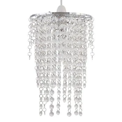 Modern Clear Acrylic Crystal Ceiling Light Shade Easy Fit Pendant Chandelier • £13.99