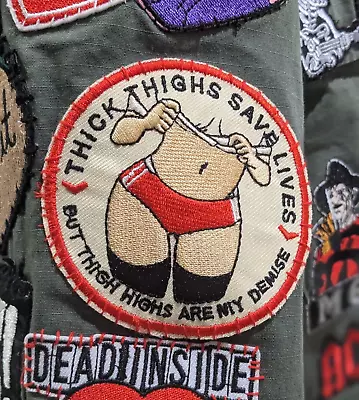 Thick Thighs Save Lives Patch Sexy Meme Punk Goth Biker Embroidered Iron On 3.5  • $6