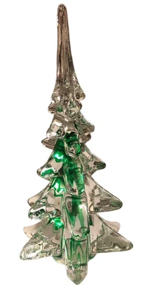 $35.50 • Buy Art Glass Clear Over Green Crystal Christmas Tree 8 1/2” Handcrafted EUC