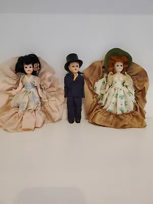 1950s RARE 8  Doll SET Of 3 NORMA ORIGINALS: 2 Ladies+1 Fellow Vintage Antique! • $24