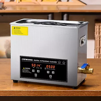 CREWORKS 6L Stainless Steel Ultrasonic Cleaner Industry Heated W/ Digital Timer • $99.99