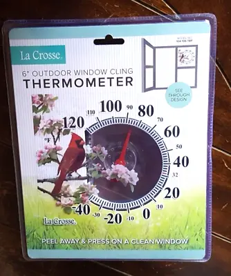 La Crosse 6  Outdoor Window Cling Thermometer -See Through Design- #104-106-TBP • $14.95