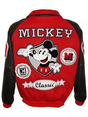 Michael Jackson Wool Body Mickey Mouse Varsity Red And Black Jacket Letterman • $154.99