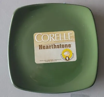 Corelle Hearthstone Bay Leaf Green 8 3/4  Plate Stoneware Square NEW • $14.97