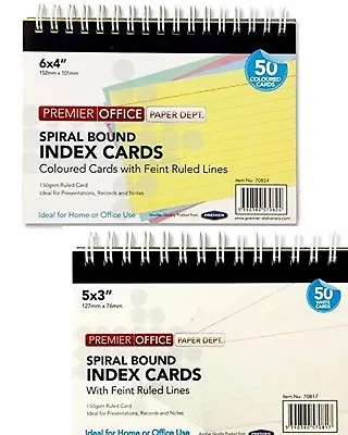 Index Cards Spiral Bound Ruled White  5  X 3  & Index Coloured Cards 6  X 4  • £3.14