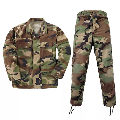 Original US BDU Trouser Army Woodland Camo Ripstop Shirt Combat Dress Uniform • £47.49