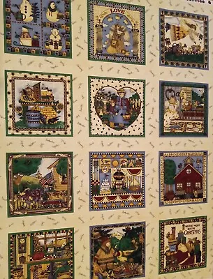 Vintage Debbie Mumm Fabric Panel The Months Seasonal 12 Blocks Seasons • $13