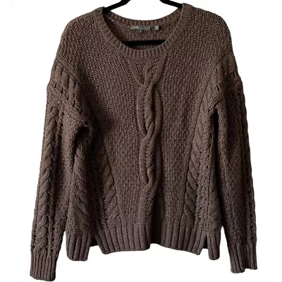 Vince Women’s Brown Pullover Cable Knit Yak Wool Blend Sweater Size Small • $35.80