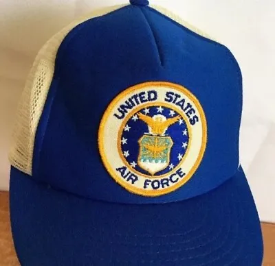 United States Air Force Hat Truckers Cap Vintage Blue USAF Sz M/L Snapback RARE • $19.99