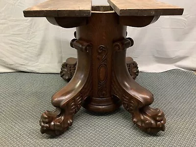 Antique Vintage Dark Oak Claw Foot Winged Pedestal Table Base • $1800