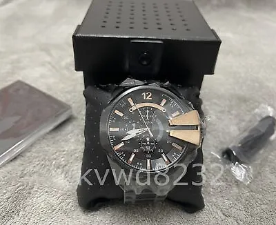 New Diesel DZ4309 Mega Chief Black Dial Stainless Steel Chronograph Men's Watch • $108