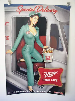 2002 Miller High Life SPECIAL DELIVERY Poster N O S  18x26 Inches • $25