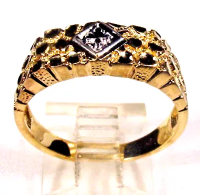 Men's Diamond Cut Nugget Design Ring 10K Solid Yellow Gold • $249.95