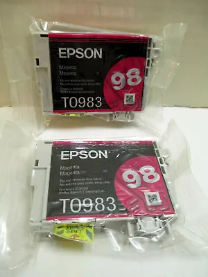 $20 • Buy Lot Of 2 Magenta Genuine Epson 98 High Capacity Ink Cartridges T0983 NEW SEALED