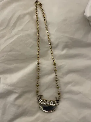 J. CREW CRYSTAL MIRROR Long Statement Gold Tone Necklace • $15