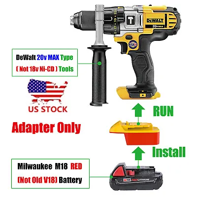 Milwaukee M18 Li-Ion Battery Convert To Dewalt 20V MAX Tool Adapter-Adapter Only • $14.65