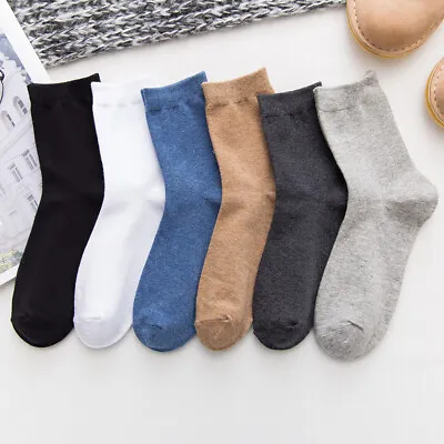 Lot 5 Pairs Classic Dress Socks Men's Sport Socks Cotton Fashion Crew Solid • $9.98