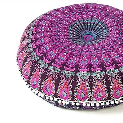 £11.99 • Buy Indian Floor Cushions Cover 100% Cotton Cushion Pillow Bohemian Round Large