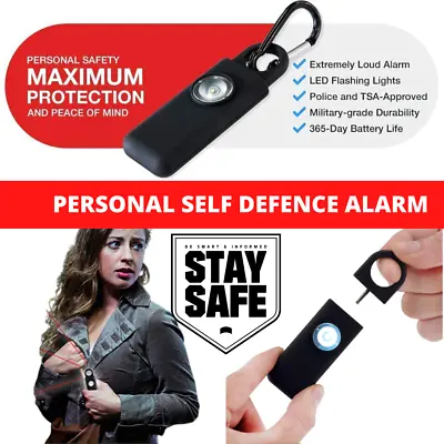 Personal Safety Alarm LOUD 130db Self Defence Panic Attack Siren Alarm LED Light • £8.79