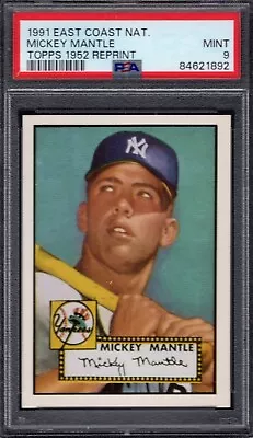 1991 Topps 1952 Mickey Mantle Reprnt PSA 9 MINT East Coast National #311 • $79.99