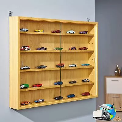 £63.49 • Buy Modern Wall Display Cabinet Glass Laminated Models Collections Shelf Beech