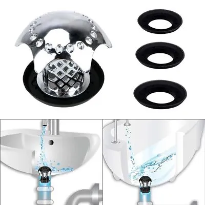 Stainless Steel Bathtub Sink Shower Hair Food Catcher Drain Plug Filter Strainer • £11.77