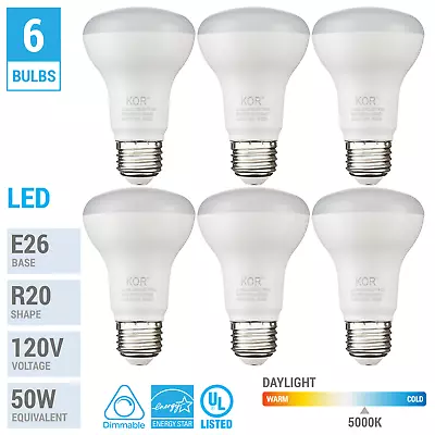 6 Pack BR20 R20 Flood Bulbs LED 7W 50W E26 Medium Base 5000K Daylight Dimmable • $16.75