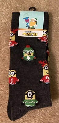 $13.99 • Buy Illumination Minion Ugly Christmas Sweater Despicable Me Sz 6-12 Crew Socks New