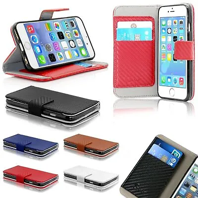 IPhone And Samsung Galaxy Carbon Fiber Flip Wallet Book Stand Cover Luxury Case  • £3.99