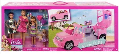 Barbie Dreamhouse  4 Dolls & Limo SUV Vehicle Party Pink Playset New In Box • $149