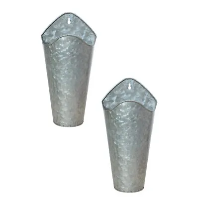 2pcs Galvanized Metal Wall Planter Farmhouse Hanging Vase Succulent Planters • £19.79