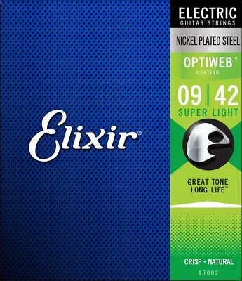 Elixir 19002 9-42 Optiweb Nickel Plated Electric Guitar Strings  • $30