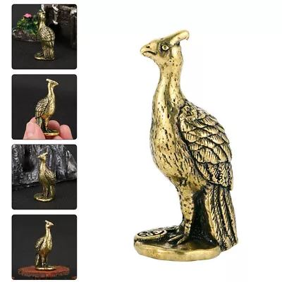 Brass Peacock Miniature Statue Vintage Bird Figure Good Luck Animal Figurine- • $8.72