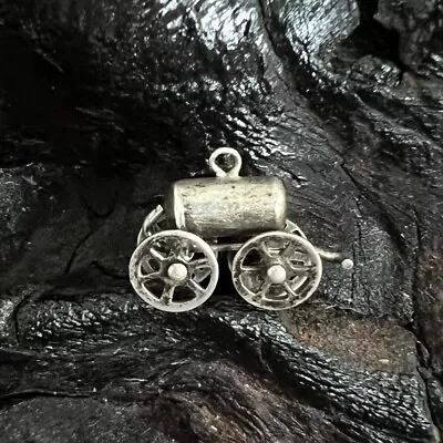 Vintage Sterling Silver Charm Water Wagon Moving Wheels • $38.99