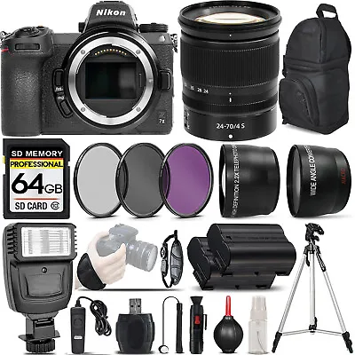 Nikon Z7 II Mirrorless Digital Camera + 24-70mm + Flash - 64GB Basic Bundle • $2894.99