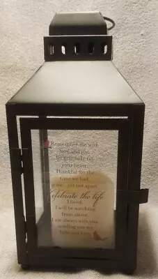 Celebration Of Life Memorial Lantern With Flickering LED Candle Black • $15.95