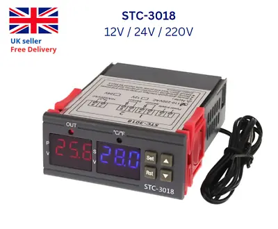 STC-3018 12/24/220V Temperature Controller Thermostat LCD Digital Dual Display • £12.99